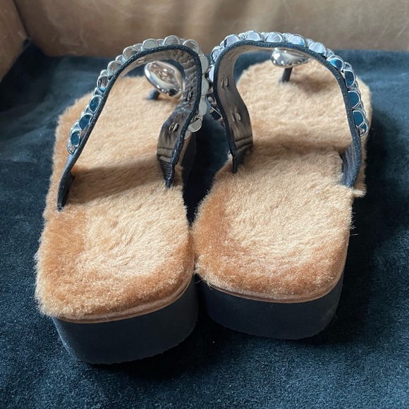 Phillip Lim 3.1 leather fur metal embellishment sandals flatform luxe rare NWOT - Picture 4 of 6